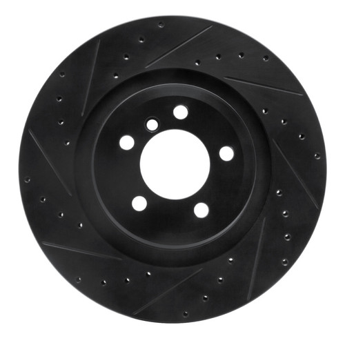 R1 07-08 BMW ALPINA B7 Rear Left Drilled & Slotted Black Brake Rotor