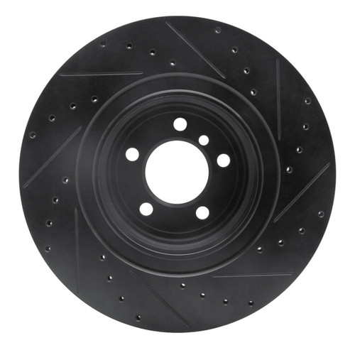 R1 07-08 BMW ALPINA B7 Rear Left Drilled & Slotted Black Brake Rotor