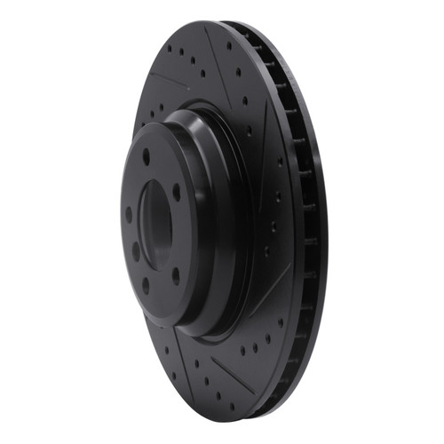 R1 07-15 BMW 335I Front Right Drilled & Slotted Black Brake Rotor