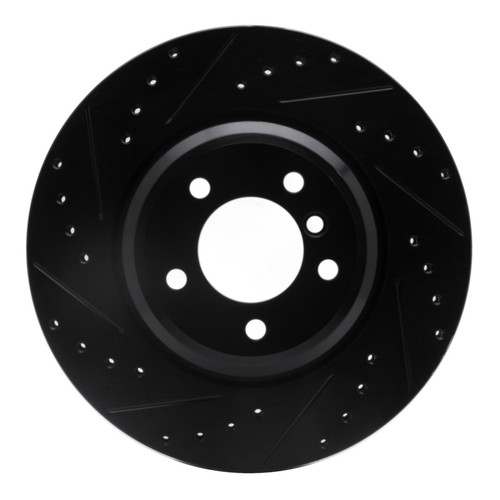 R1 07-15 BMW 335I xDrive Front Left Drilled & Slotted Black Brake Rotor