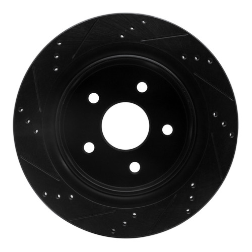 R1 02-24 Chrysler ASPEN Rear Right Drilled & Slotted Black Brake Rotor