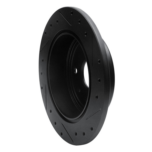 R1 04-10 Chevrolet Epica (USA/Canada) Rear Left Drilled & Slotted Black Brake Rotor