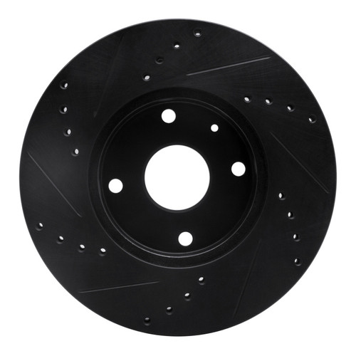 R1 04-10 Chevrolet Epica (USA/Canada) Front Right Drilled & Slotted Black Brake Rotor