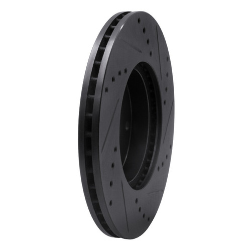 R1 04-10 Chevrolet Epica (USA/Canada) Front Left Drilled & Slotted Black Brake Rotor