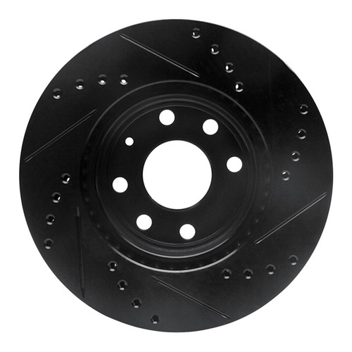 R1 00-02 Daewoo Nubira Front Left Drilled & Slotted Black Brake Rotor