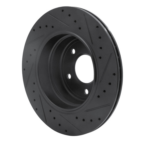 R1 06-10 BMW 528I xDrive Rear Left Drilled & Slotted Black Brake Rotor