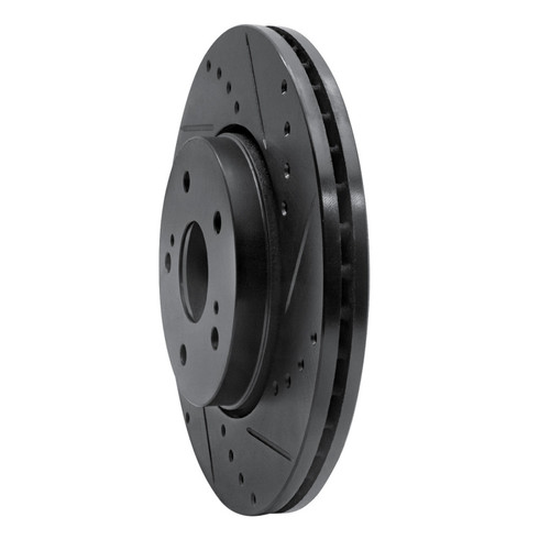 R1 10-13 Suzuki Kizashi Front Right Drilled & Slotted Black Brake Rotor