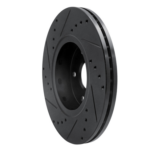 R1 10-13 Suzuki Kizashi Front Right Drilled & Slotted Black Brake Rotor