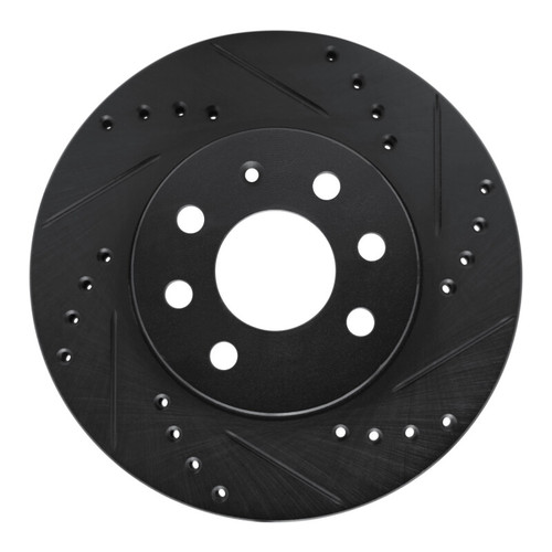 R1 99-99 Daewoo Nubira Front Right Drilled & Slotted Black Brake Rotor