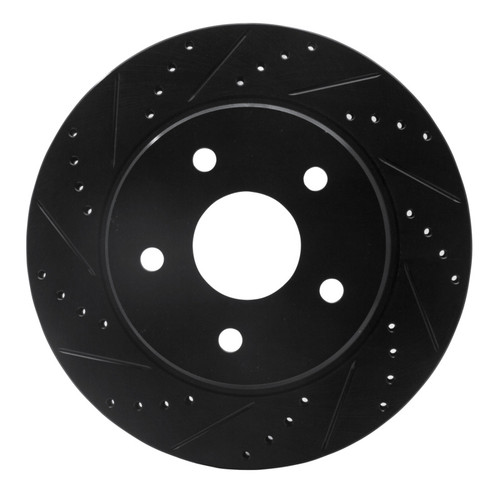 R1 02-24 Chrysler ASPEN Front Left Drilled & Slotted Black Brake Rotor