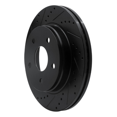 R1 02-24 Chrysler ASPEN Front Left Drilled & Slotted Black Brake Rotor