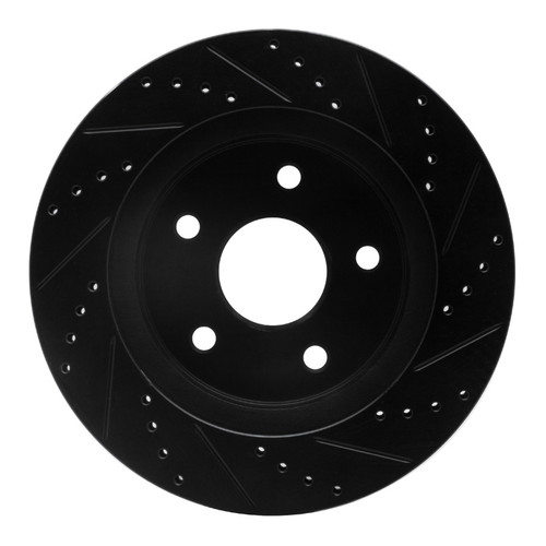 R1 02-24 Chrysler ASPEN Front Left Drilled & Slotted Black Brake Rotor