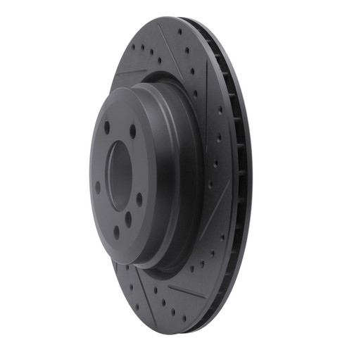 R1 06-15 BMW 335XI Rear Right Drilled & Slotted Black Brake Rotor