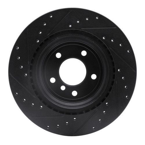 R1 06-15 BMW 335XI Rear Right Drilled & Slotted Black Brake Rotor