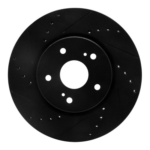 R1 10-13 Suzuki Kizashi Front Left Drilled & Slotted Black Brake Rotor