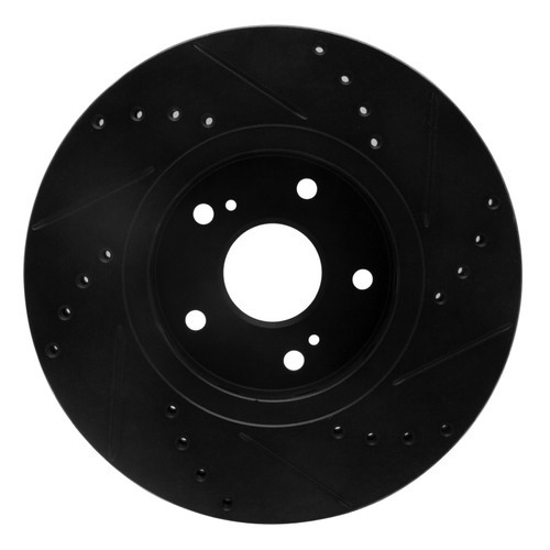 R1 10-13 Suzuki Kizashi Front Left Drilled & Slotted Black Brake Rotor