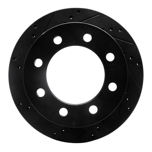 R1 00-02 Dodge Ram 2500 Rear Left Drilled & Slotted Black Brake Rotor