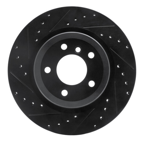 R1 06-15 BMW 335XI Rear Left Drilled & Slotted Black Brake Rotor