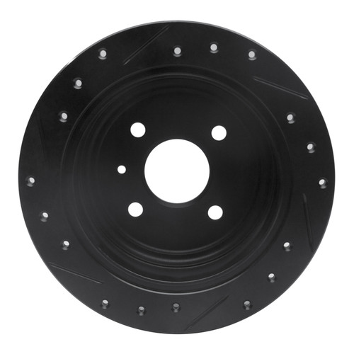 R1 99-02 Daewoo Nubira Rear Right Drilled & Slotted Black Brake Rotor