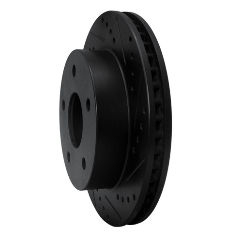 R1 00-01 Dodge Ram 1500 Pickup Front Right Drilled & Slotted Black Brake Rotor