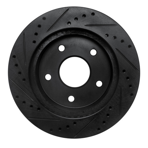 R1 00-01 Dodge Ram 1500 Pickup Front Right Drilled & Slotted Black Brake Rotor