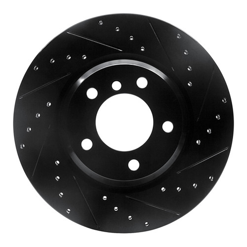 R1 06-12 BMW 330XI Front Right Drilled & Slotted Black Brake Rotor