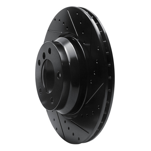 R1 06-12 BMW 330XI Front Right Drilled & Slotted Black Brake Rotor