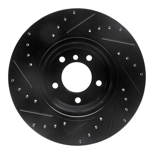 R1 06-12 BMW 330XI Front Right Drilled & Slotted Black Brake Rotor