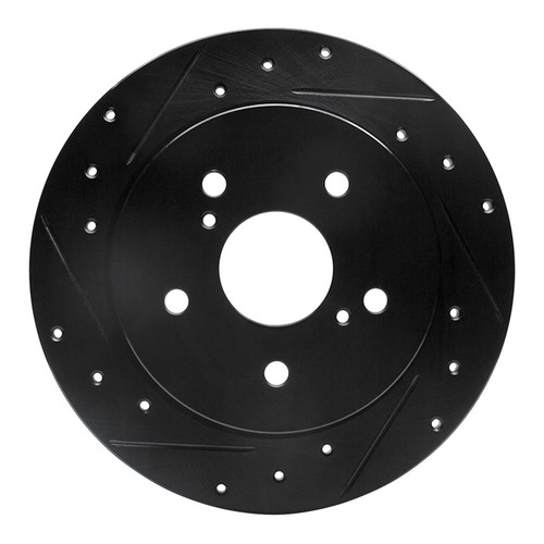 R1 10-13 Suzuki Kizashi Rear Left Drilled & Slotted Black Brake Rotor