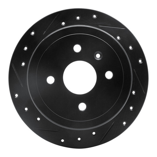 R1 99-02 Daewoo Nubira Rear Left Drilled & Slotted Black Brake Rotor
