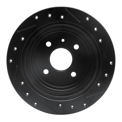 R1 99-02 Daewoo Nubira Rear Left Drilled & Slotted Black Brake Rotor