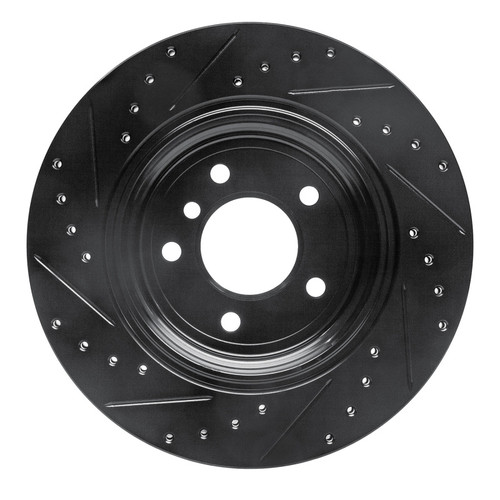 R1 04-10 BMW 530I Rear Right Drilled & Slotted Black Brake Rotor