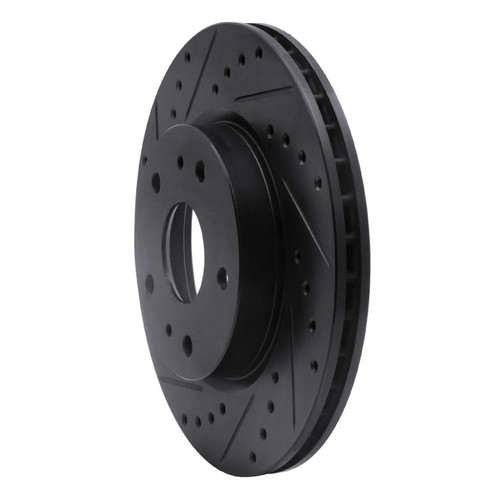 R1 07-19 Suzuki SX4 Front Left Drilled & Slotted Black Brake Rotor