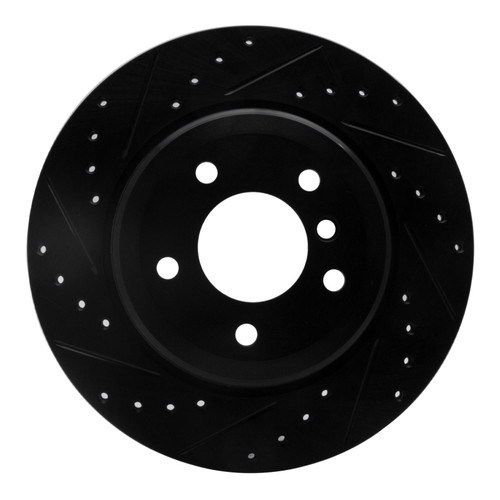 R1 04-10 BMW 525I (USA/Canada) Rear Left Drilled & Slotted Black Brake Rotor