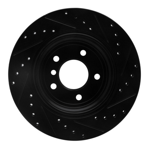 R1 04-10 BMW 525I (USA/Canada) Rear Left Drilled & Slotted Black Brake Rotor