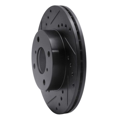 R1 99-07 Suzuki AERio Front Left Drilled & Slotted Black Brake Rotor