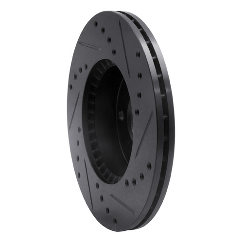 R1 99-07 Suzuki AERio Front Left Drilled & Slotted Black Brake Rotor