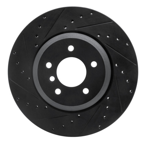 R1 04-10 BMW 535I Rear Left Drilled & Slotted Black Brake Rotor