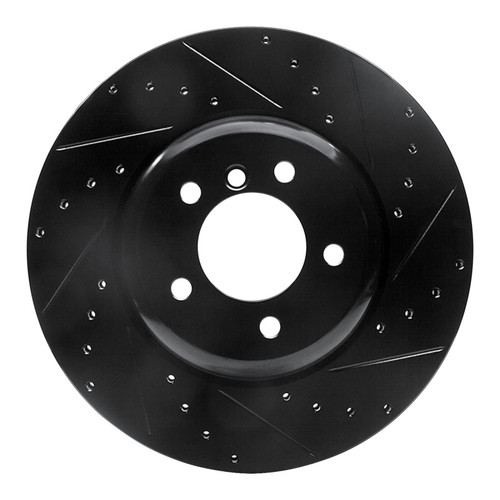 R1 04-10 BMW 650I Convertible Front Right Drilled & Slotted Black Brake Rotor