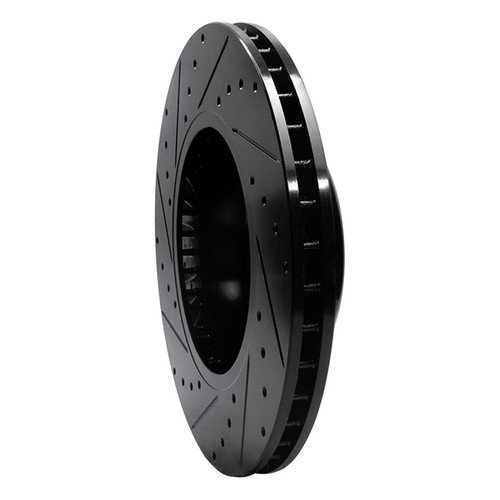 R1 04-10 BMW 650I Convertible Front Right Drilled & Slotted Black Brake Rotor