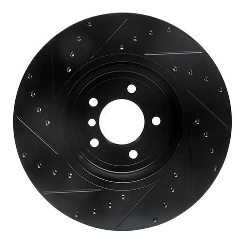 R1 04-10 BMW 650I Convertible Front Right Drilled & Slotted Black Brake Rotor