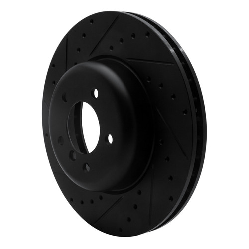 R1 04-10 BMW 550I Front Left Drilled & Slotted Black Brake Rotor