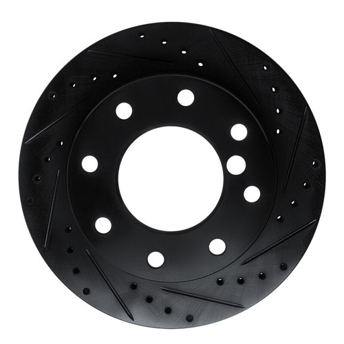 R1 75-79 Dodge W200 Front Right Drilled & Slotted Black Brake Rotor