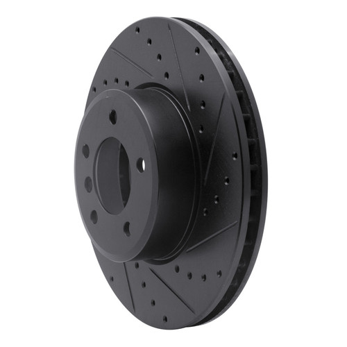 R1 04-10 BMW 528I xDrive Front Right Drilled & Slotted Black Brake Rotor