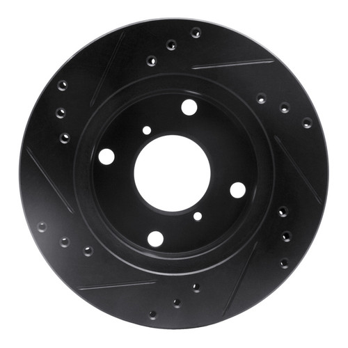 R1 89-94 Suzuki Swift Front Right Drilled & Slotted Black Brake Rotor