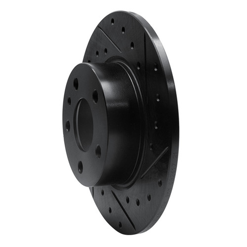 R1 91-95 Alfa Romeo 164 Rear Right Drilled & Slotted Black Brake Rotor