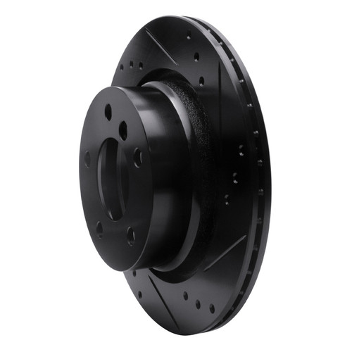 R1 03-08 BMW Z4 Rear Right Drilled & Slotted Black Brake Rotor