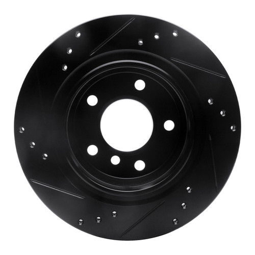 R1 03-08 BMW Z4 Rear Right Drilled & Slotted Black Brake Rotor