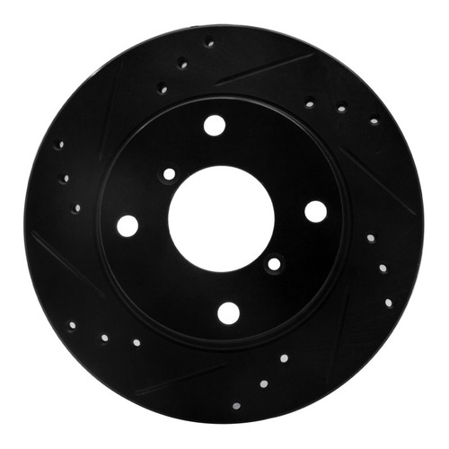 R1 89-94 Suzuki Swift Front Left Drilled & Slotted Black Brake Rotor