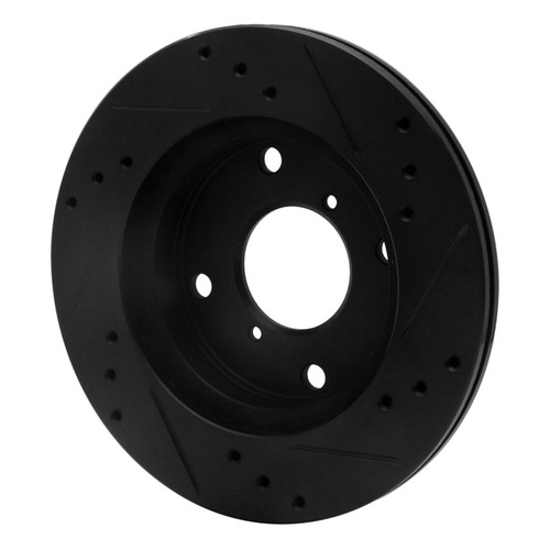 R1 89-94 Suzuki Swift Front Left Drilled & Slotted Black Brake Rotor